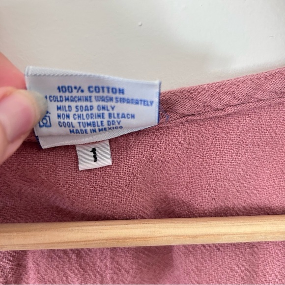 Oh My Gauze Ana Blouse Size 1 Pink Cotton Gauze Ruched Hem Top - Picture 5 of 7